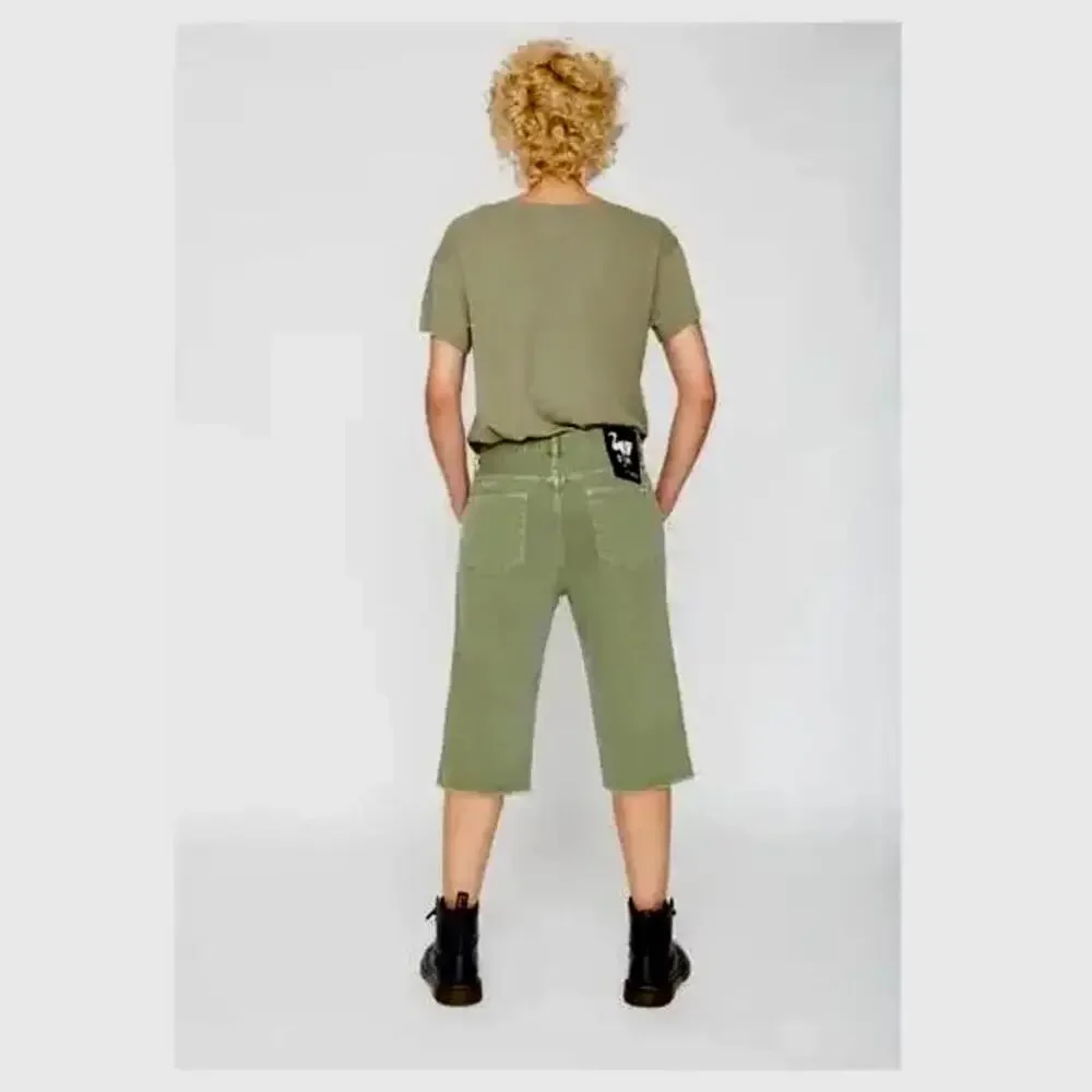 Free people‎ x Sandrine Army Green Bermuda shorts Grunge Sz27 oversized Ret$138